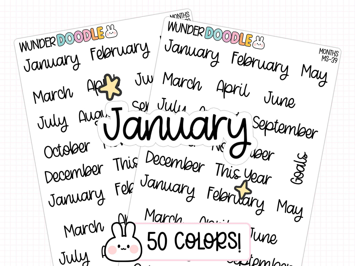 month stickers, month planner stickers, bullet journal stickers