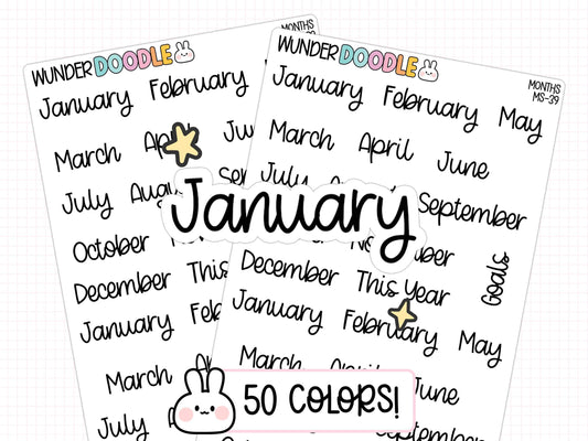 month stickers, month planner stickers, bullet journal stickers