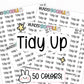 tidy up planner stickers, tidy up stickers, cleaning stickers, cleaning planner stickers, clean planner stickers