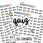 quiz planner stickers, quiz stickers, sticker sheet, student planner, college planner