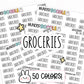 groceries planner stickers, grocery planner stickers, buy groceries stickers, household planner stickers