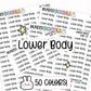 Lower body stickers, gym motivation, gym planner stickers, fitness planner stickers, fitness stickers, gym stickers