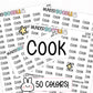 cook planner stickers, cooking stickers, meal prep stickers, meal plan stickers