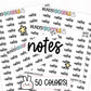 notes planner stickers, notes stickers, bujo stickers, bullet journal stickers, daily planner, weekly planner, functional stickers