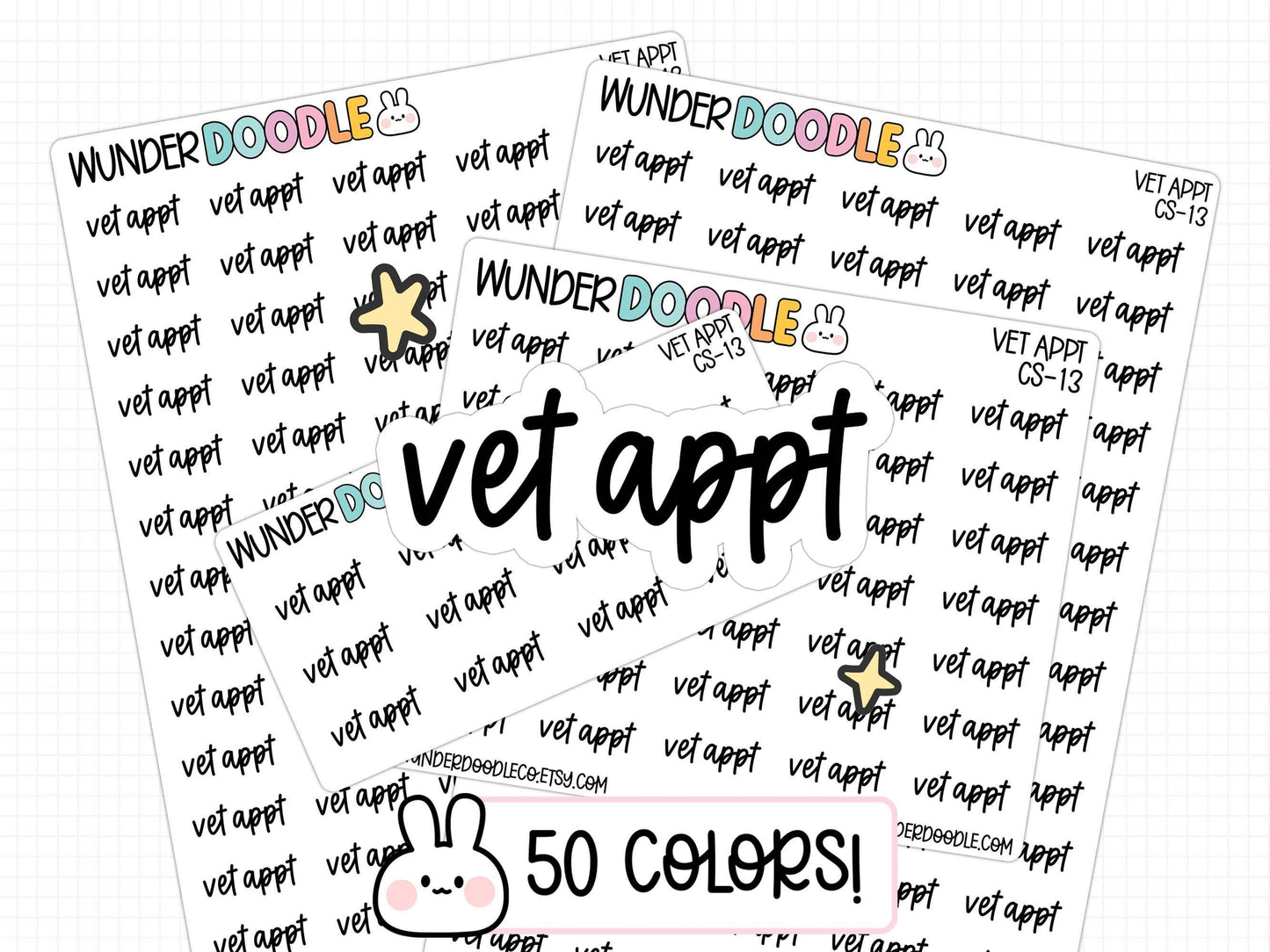 vet appointment planner stickers, vet appt stickers, pet care stickers, pet planner stickers, pet planner, functional stickers, script stickers, custom color planner stickers