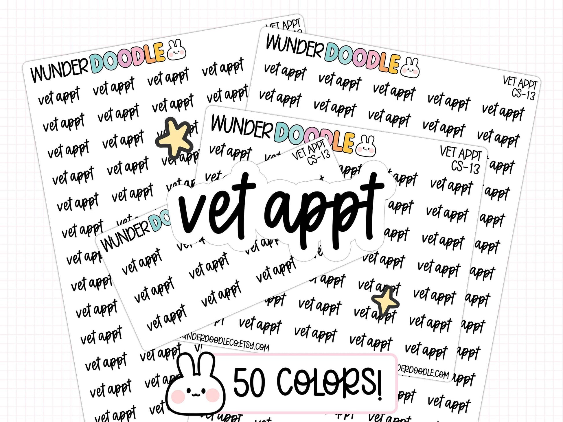 vet appointment planner stickers, vet appt stickers, pet care stickers, pet planner stickers, pet planner, functional stickers, script stickers, custom color planner stickers