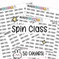 spin class stickers, spin class planner stickers, exercise stickers, fitness stickers, fitness planner stickers