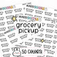 grocery pickup planner stickers, groceries stickers, grocery shopping stickers