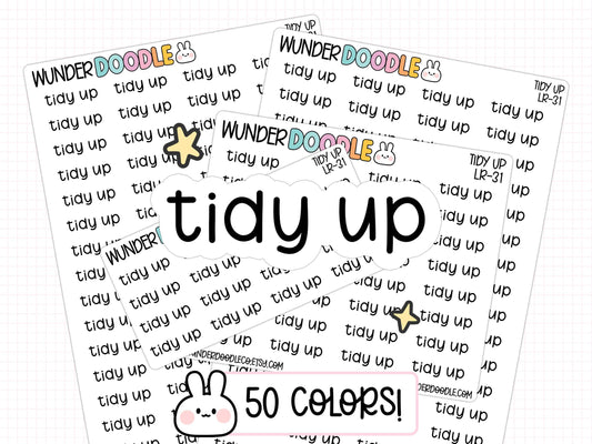 tidy up stickers, tidy up planner stickers, planner stickers, sticker sheet, cleaning stickers, cleaning planner stickers