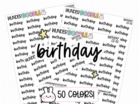 birthday planner stickers, birthday stickers, bday planner stickers, birthday reminder stickers, sticker sheet, bujo stickers