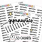 gymnastics planner stickers, gymnastics stickers, sports stickers, practice stickers