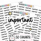 important planner stickers, important stickers, priority stickers, reminder stickers, sticker sheets