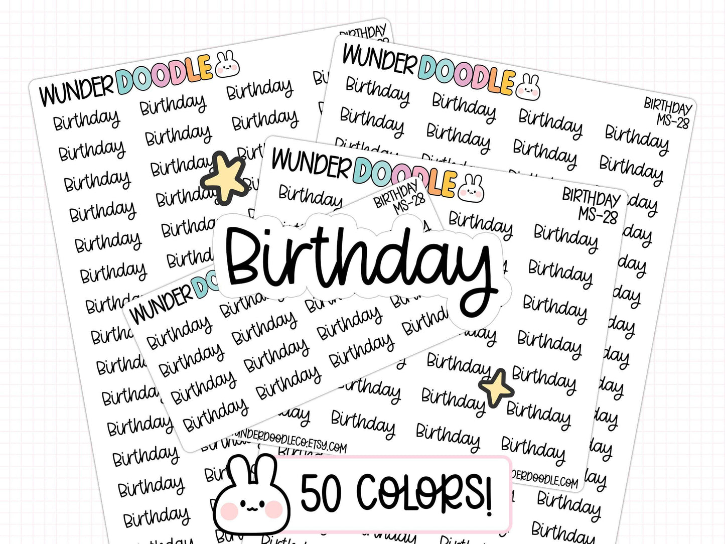 birthday stickers, birthday planner stickers, functional stickers, script stickers