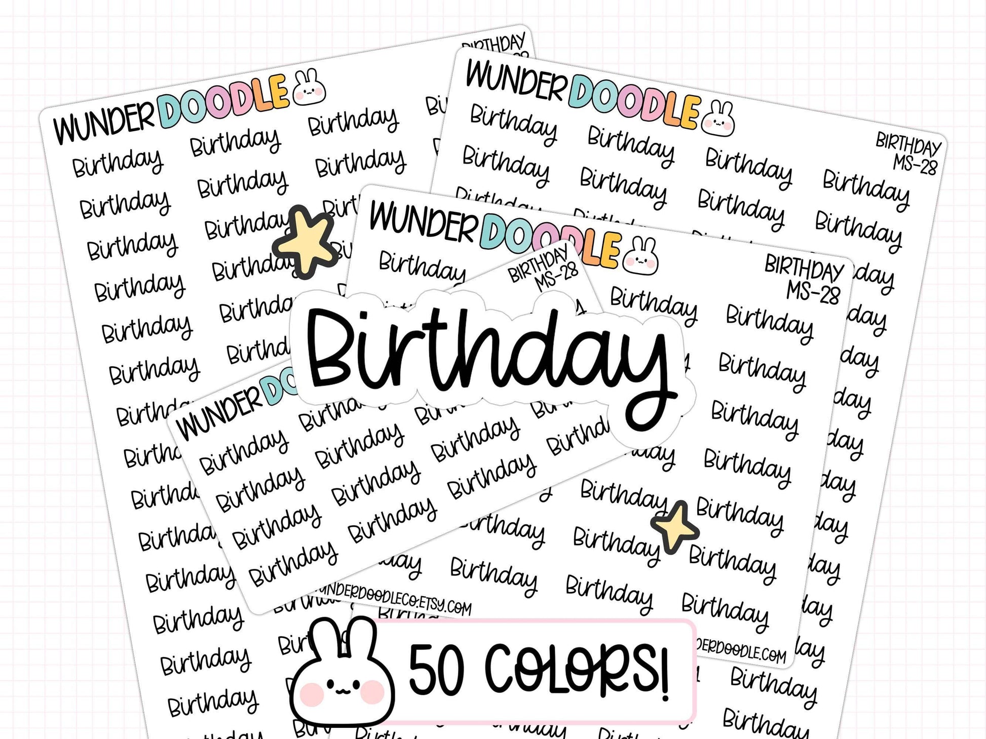 birthday stickers, birthday planner stickers, functional stickers, script stickers