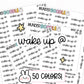 wake up planner stickers, alarm clock planner stickers, functional stickers