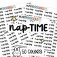 nap time stickers, nap planner stickers, nap time planner stickers, nap stickers, sticker sheets, functional stickers