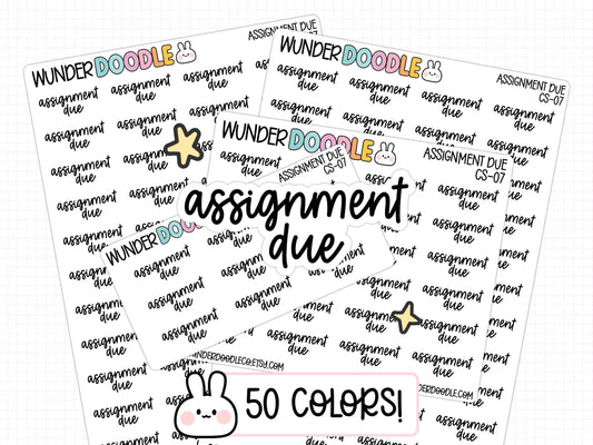 assignment due planner stickers, assignment stickers, homework stickers, teacher stickers, teacher planner, student stickers, academic planner stickers