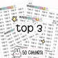 top 3 stickers, top 3 planner stickers, top three stickers, to do stickers, functional stickers