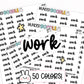 work planner stickers, work stickers, work schedule, sticker sheet, planner stickers, functional stickers