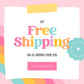The image is a colorful advertisement for a free shipping promotion on orders over $35. It features a large text box with the text "GET Free Shipping ON US ORDERES OVER $35" and a button indicating that no code is needed.