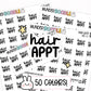 hair appointment stickers, hair appointment planner stickers, hair appt stickers, appointment reminders