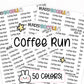 coffee run stickers, coffee planner stickers, functional stickers, text stickers