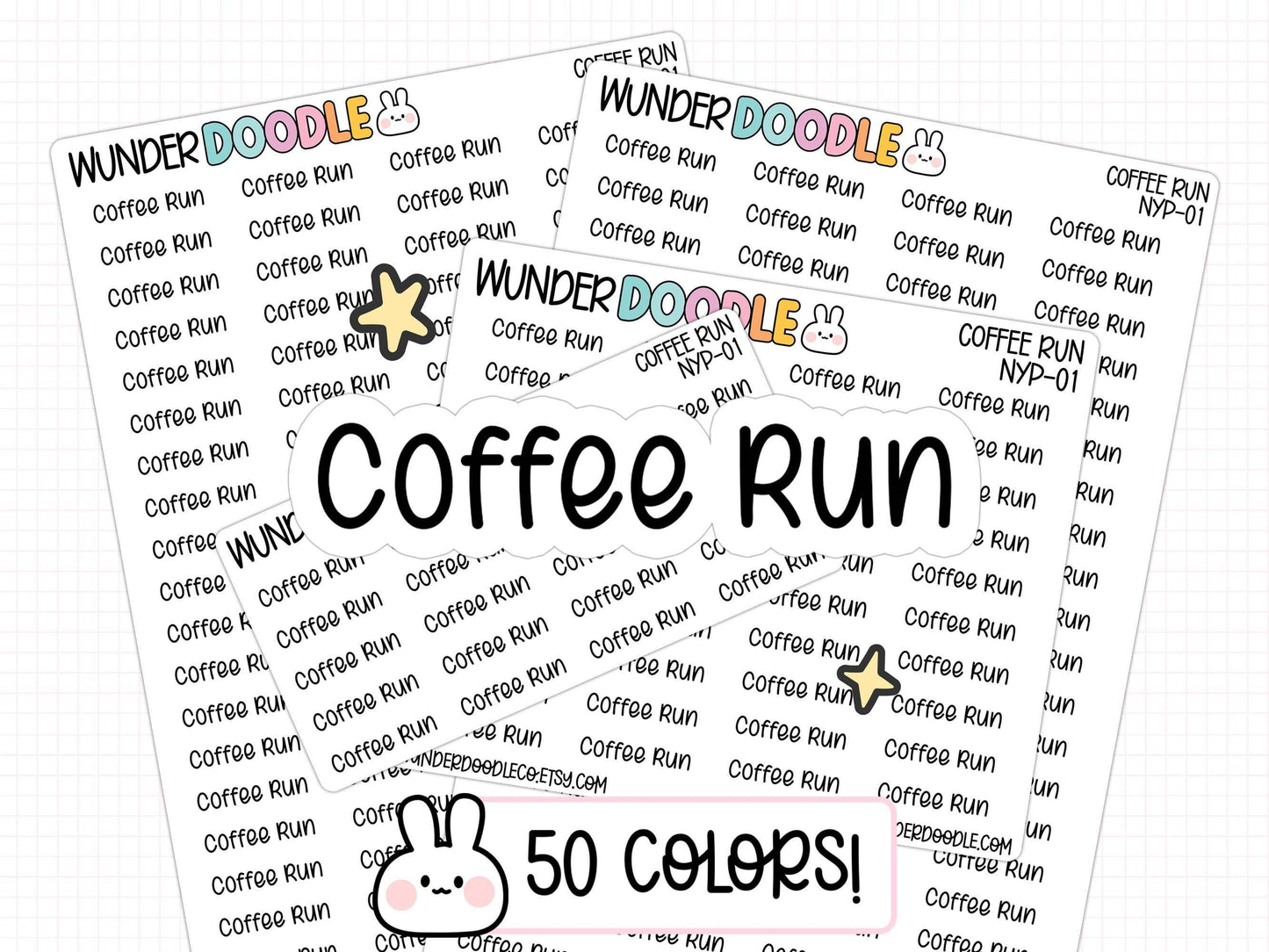 coffee run stickers, coffee planner stickers, functional stickers, text stickers