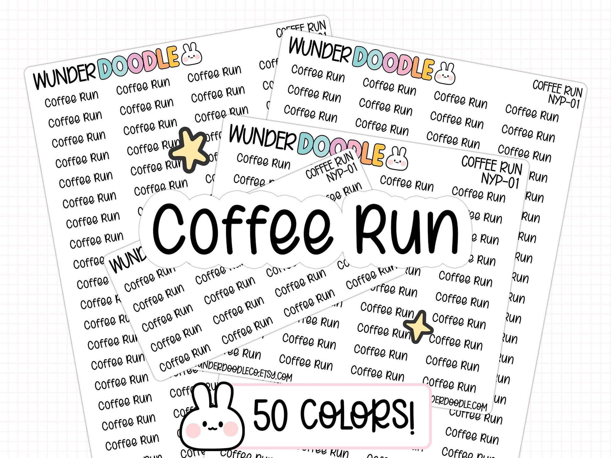 coffee run stickers, coffee planner stickers, functional stickers, text stickers
