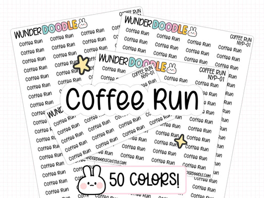 coffee run stickers, coffee planner stickers, functional stickers, text stickers