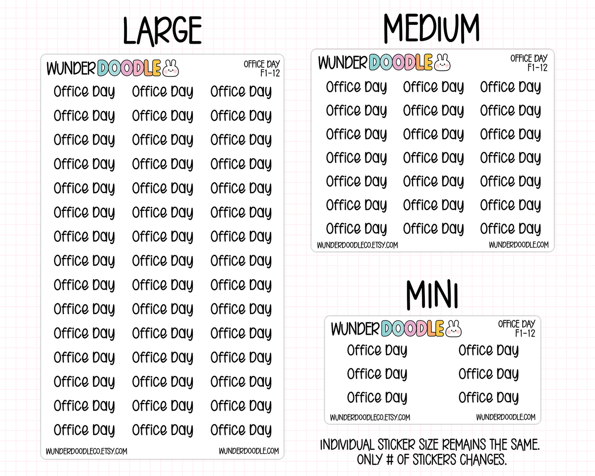 Office Day Planner Stickers | F1-12